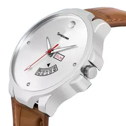 SPENCHER Men Leather Straps Analogue MultiFunction Watch SMW Moon Silver Dial DD STrap image 3