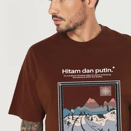 MISCHIEF MONKEY Graphic Printed Round Neck Oversized Cotton T-shirt image 4