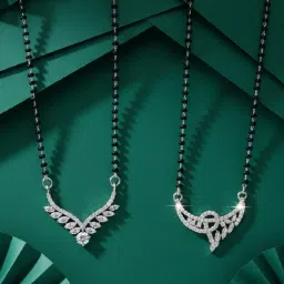 ADIVA Silver-Plated Premium White American Diamond Mangalsutra (Pack of 2)-image-52