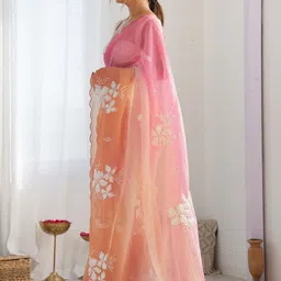 KALINI Floral Embroidered Saree With Blouse image 4