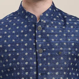 Turtle Floral Printed Pure Cotton Nehru Jackets image 5