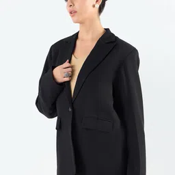PowerSutra Oversized Fit Single Breasted Notched Lapel Collar Blazers image 3