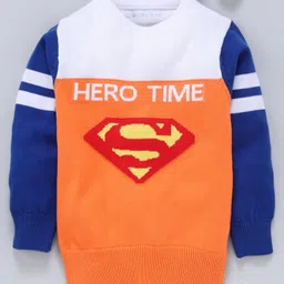 Mom's Love Full Sleeves Pullover Sweater Superman Design - Orange-picture-25