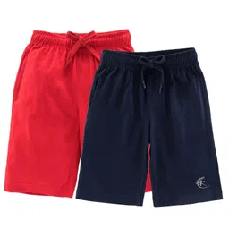 Kiddopanti Pack Of 2 Knee Length Shorts - Navy & Red-picture-22