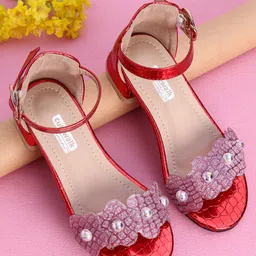 Cute Walk by Babyhug Sandals With Studded Pearls - Red-picture-17