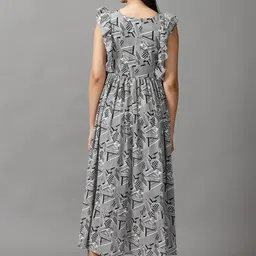 SHOWOFFFF Print Flutter Sleeve Ruffled Chiffon A-Line Midi Dress image 4