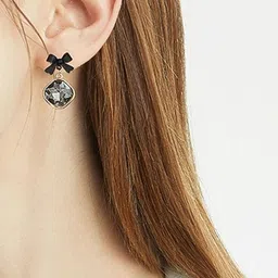 Celestria Crystals Studded Korean Quirky Shaped Drop Earrings image 5