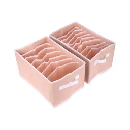 HOUSE OF QUIRK Peach 3 Pieces Foldable Drawer Organiser image 4