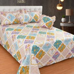 MORADO Beige & Purple Floral Polycotton 7 Piece Double Queen Superfine Bedding Set-picture-24