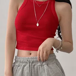 BAESD Women Ribbed Round Neck Sleeveless Tank Crop Top-picture-13