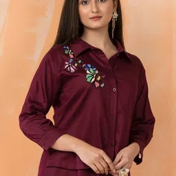 AUTUMN LANE Embroidered Pure Cotton A-Line Midi Dress image 2