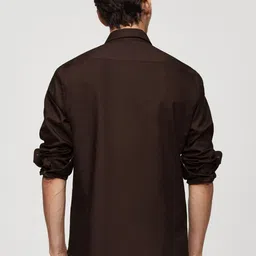 MISCHIEF MONKEY Men Classic Fit Button-Down Collar Solid Cotton Casual Shirt image 5