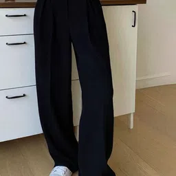 KASHIAN Women Relaxed High-Rise Pleated Trousers-image-12