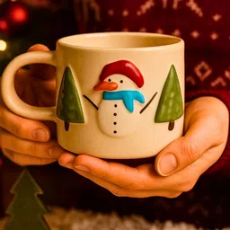 WEAVING HOMES Merry Mornings White & Green Ceramic Handcrafted and Hand Painted Mug image 3