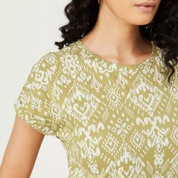 max Women Abstract Printed Round Neck Cotton T-Shirt image 2