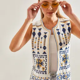 BIANCO LUCCI Women Embroidered Waistcoat-picture-26
