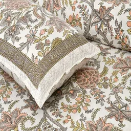 JAIPUR FABRIC Off White Floral 180 TC King Bedsheet with 2 Pillow Covers image 5