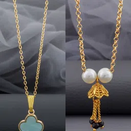 Birado Jewellery Set Of 2 Stainless Steel Gold-Plated Enamelled Pendants With Chain-picture-38