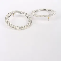 CORSICA Silver-Plated Rhinestone Studded Circular Shaped Studs image 3
