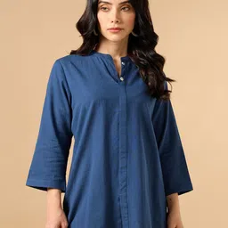 COTTONS DAILY Mandarin Collar Linen Straight Short Kurti-picture-16