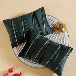 HOSTA HOMES Green And Gold Velvet Rectangle Cushion Cover-picture-41