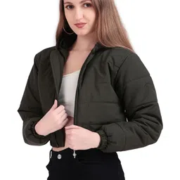 The Roadster Lifestyle Co Hooded Crop Winter Puffer Jacket image 5