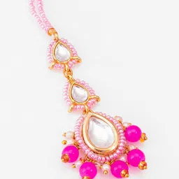 Anouk Gold-Plated Kundan Studded And Beaded Maang Tikka Head Jewellery image 2