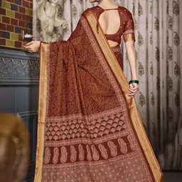 all about you Bandhani Printed Woven Design Zari Saree image 4
