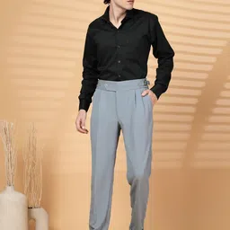KLOTTHE Men Grey Lycra Formal Formal Trousers-picture-38