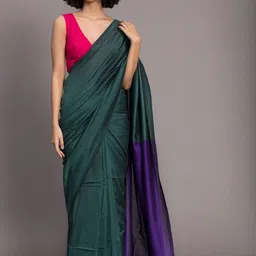 HERE&NOW Colourblocked Pure Cotton Saree With Blouse Piece-picture-29