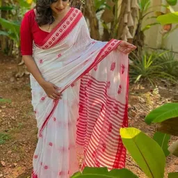 PRISHA FASHION Ethnic Motifs Woven Pure Cotton Saree With Unstithced Blouse Piece image 1