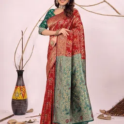 KALINI Woven Design Zari Kanjeevaram Saree image 3