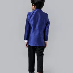 Babyhug Full Sleeves Solid Four Piece Party Suit - Blue image 3