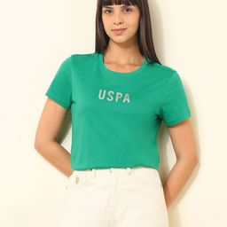 U.S. Polo Assn. Women Brand Logo Printed Pure Cotton T-shirt-picture-31