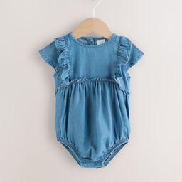 NEXT Infant Girls Ruffled Shoulder Chambray Bodysuit-picture-19