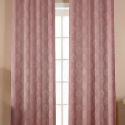 Aura Peach-Coloured 2 Pieces Printed Black Out Long Door Curtain-image-64