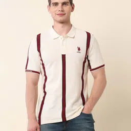 U.S. Polo Assn. Gold Cup Men Cotton Striped Polo Collar Slim Fit T-shirt-picture-42