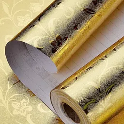 Aura Yellow Foil Floral Printed Self Adhesive Wall Sticker 200CM x 60CM-picture-49