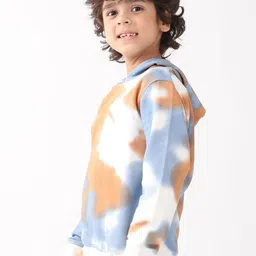 Anthrilo Boys Blue Brown Tie Dye Fleece Hoodie Sweatshirt image 3