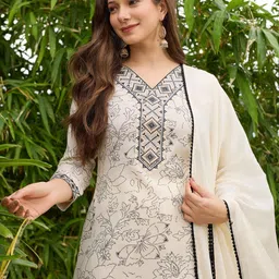 KALINI Women Regular Kurta with Trousers & With Dupatta image 5