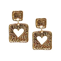 DressBerry Gold-Plated Heart Shaped Drop Earrings image 2