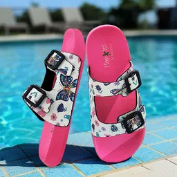 KazarMax Girls PU Comfort Butterflies Printed Waterproof Sliders-picture-25