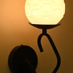 1ST TIME White & Black Glass Spherical Shaped Wall Lamp image 3