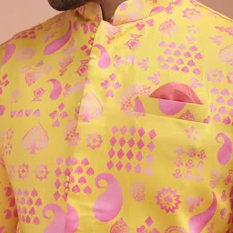 KISAH Men Ombre Printed Paisley Kurta Jacket with Trouser image 2