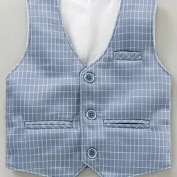 Robo Fry Full Sleeves Party Suit with Bow and Cap Solid Color - Grey image 4