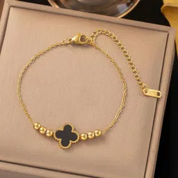 MODE & MINIMAL Stainless Steel Gold-Plated Artificial Beaded Enamelled Charm Bracelet-picture-30