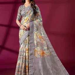 JIVORA Woven Design Beads and Stones Silk Blend Saree-picture-27