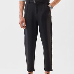 Snitch Men Regular Fit Mid-Rise Pleated Formal Trousers-picture-6