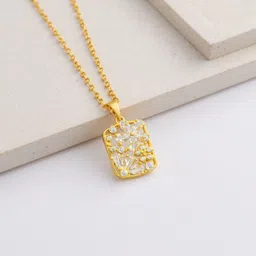 Baisara Jewellery Gold-Plated Geometric Pendants with Chains-picture-31
