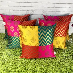 pink parrot Pinkparot Artsilk 12x12 inch cushion cover set of 5 pcs-picture-37